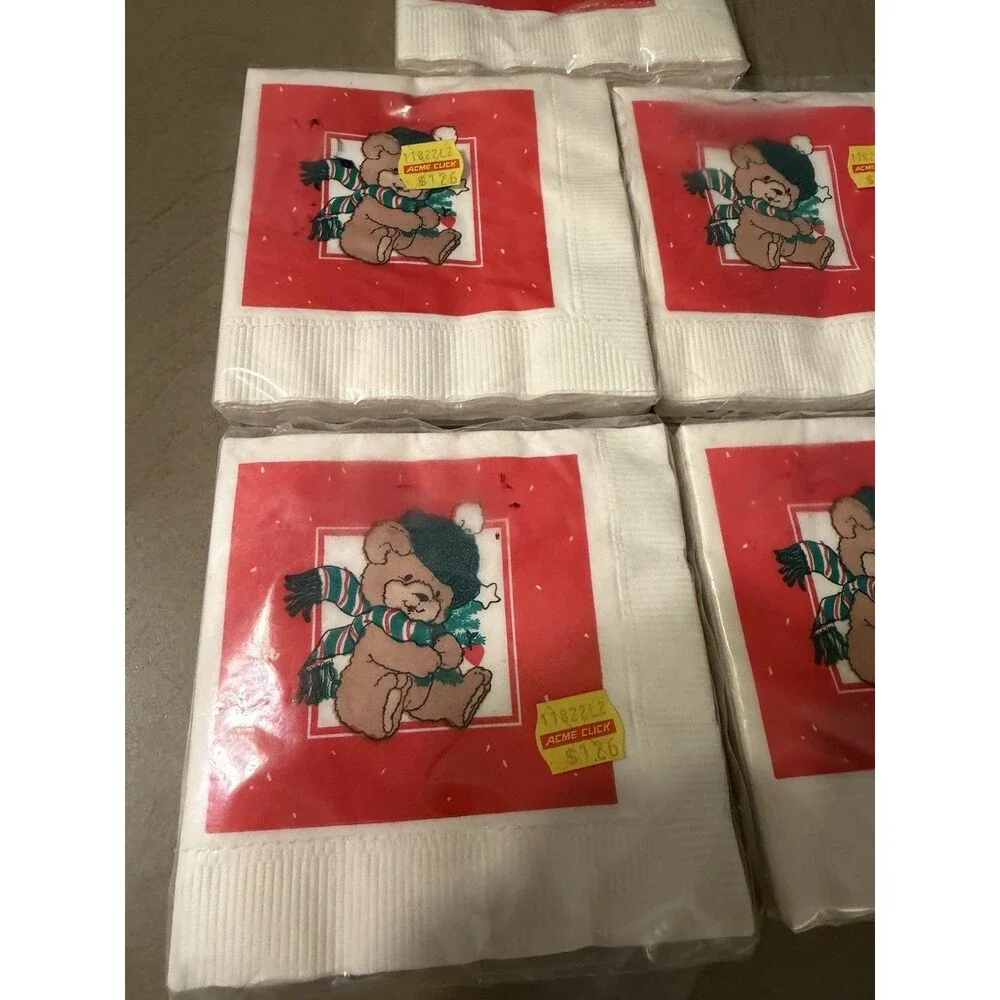 VINTAGE CHRISTMAS THEMED AMERICAN GREETINGS BEVERAGE NAPKINS NOS UNOPENED - 5